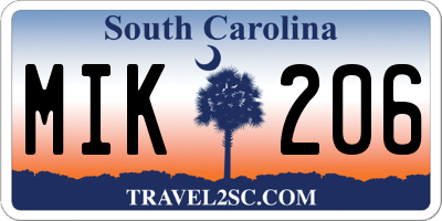 SC license plate MIK206