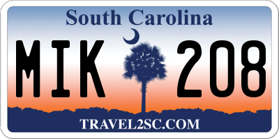 SC license plate MIK208