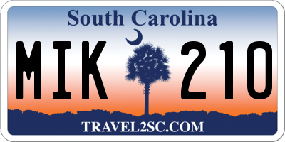 SC license plate MIK210