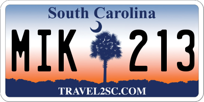 SC license plate MIK213