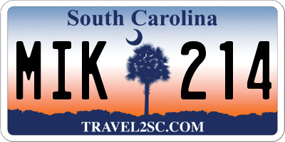 SC license plate MIK214