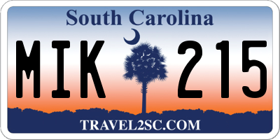 SC license plate MIK215