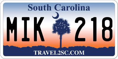 SC license plate MIK218