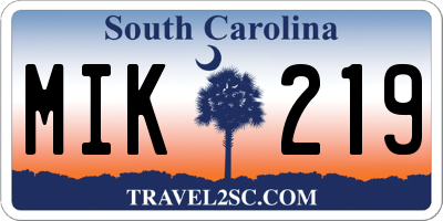 SC license plate MIK219