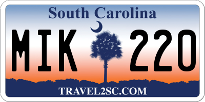 SC license plate MIK220