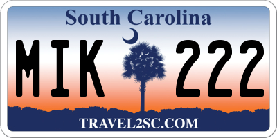 SC license plate MIK222
