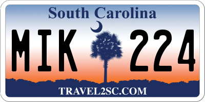 SC license plate MIK224