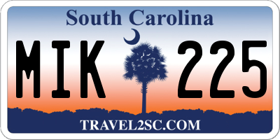 SC license plate MIK225