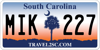 SC license plate MIK227