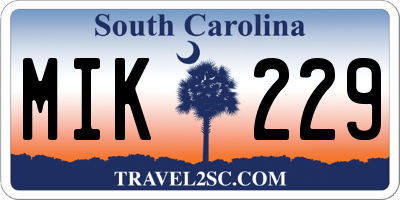 SC license plate MIK229