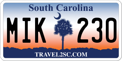 SC license plate MIK230