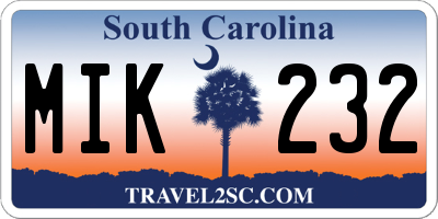 SC license plate MIK232