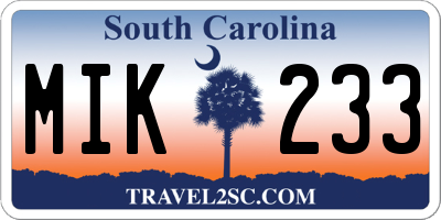 SC license plate MIK233