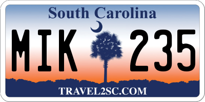 SC license plate MIK235