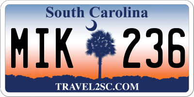 SC license plate MIK236