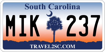 SC license plate MIK237