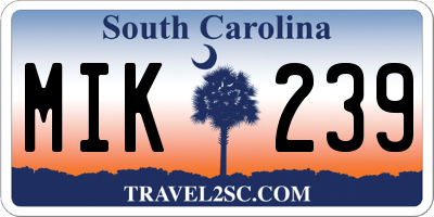 SC license plate MIK239