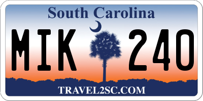 SC license plate MIK240