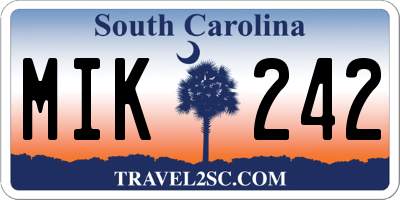SC license plate MIK242