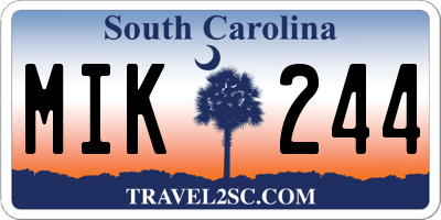 SC license plate MIK244