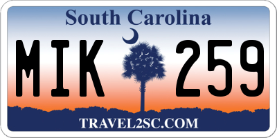 SC license plate MIK259