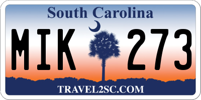 SC license plate MIK273