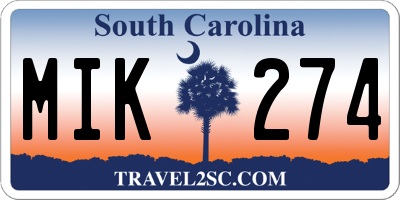 SC license plate MIK274