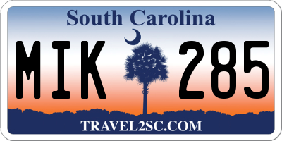 SC license plate MIK285