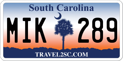 SC license plate MIK289