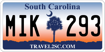 SC license plate MIK293