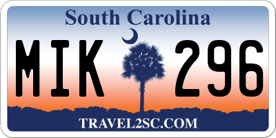 SC license plate MIK296