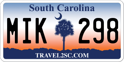 SC license plate MIK298
