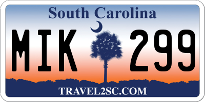 SC license plate MIK299