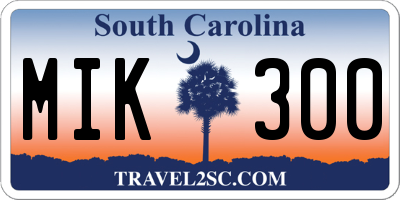 SC license plate MIK300