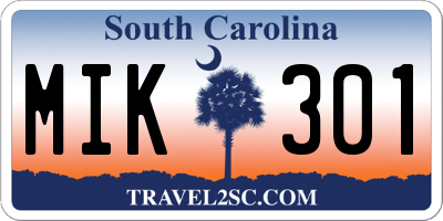 SC license plate MIK301