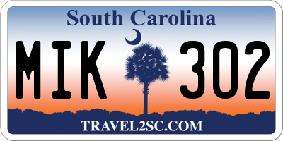 SC license plate MIK302