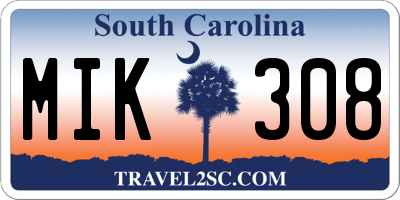 SC license plate MIK308