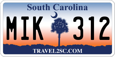 SC license plate MIK312