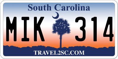 SC license plate MIK314