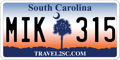 SC license plate MIK315