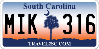 SC license plate MIK316