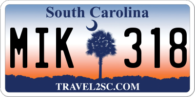 SC license plate MIK318