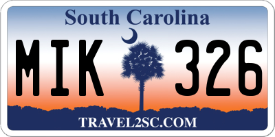 SC license plate MIK326