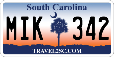 SC license plate MIK342