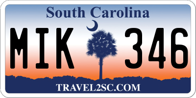 SC license plate MIK346