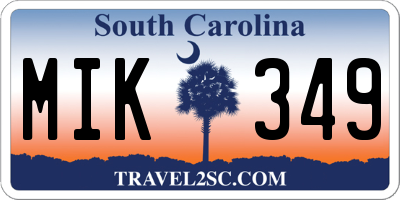 SC license plate MIK349