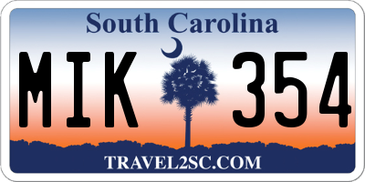 SC license plate MIK354