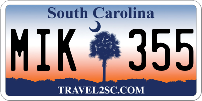SC license plate MIK355