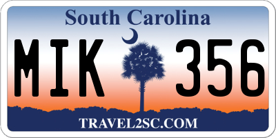 SC license plate MIK356