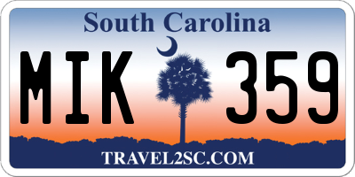 SC license plate MIK359